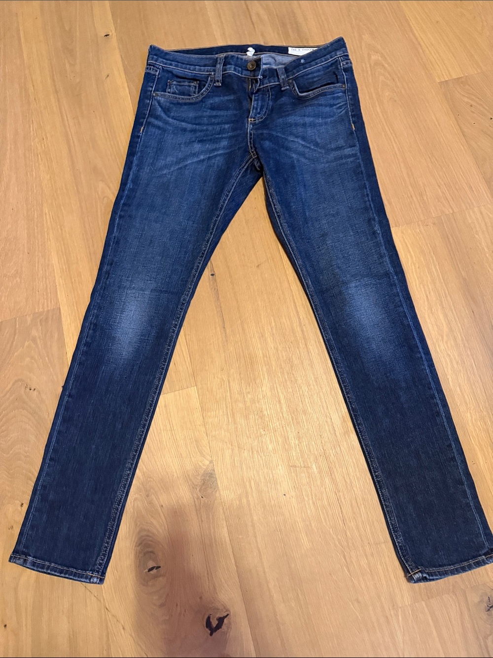 Rag & Bone Women's Straight Boyfriend Dre Jeans in Dark Blue Wash